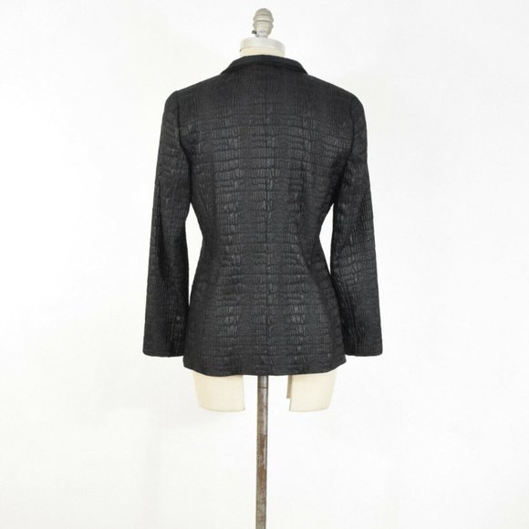 Elie Tahari Metallic Black Jacquard Blazer - Picture 5 of 8